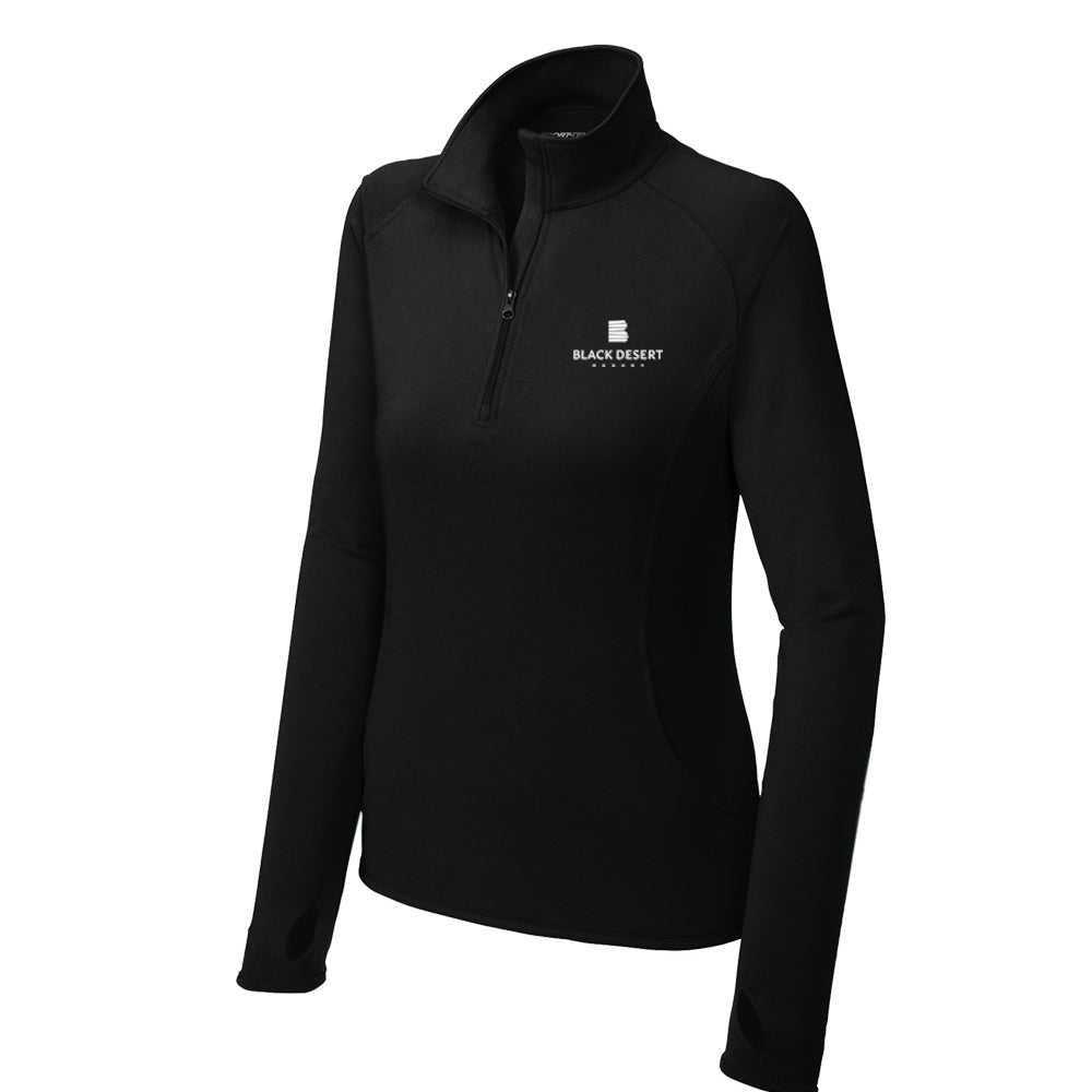 Black Desert Sport-Tek® Women's Sport-Wick® Stretch 1/4-Zip Pullover (Black)