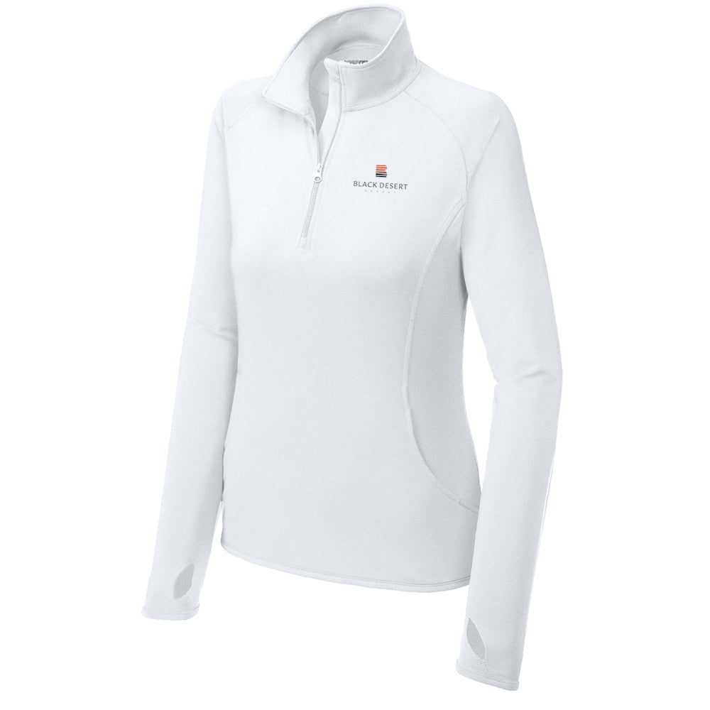 Black Desert Sport-Tek® Women's Sport-Wick® Stretch 1/4-Zip Pullover (White)