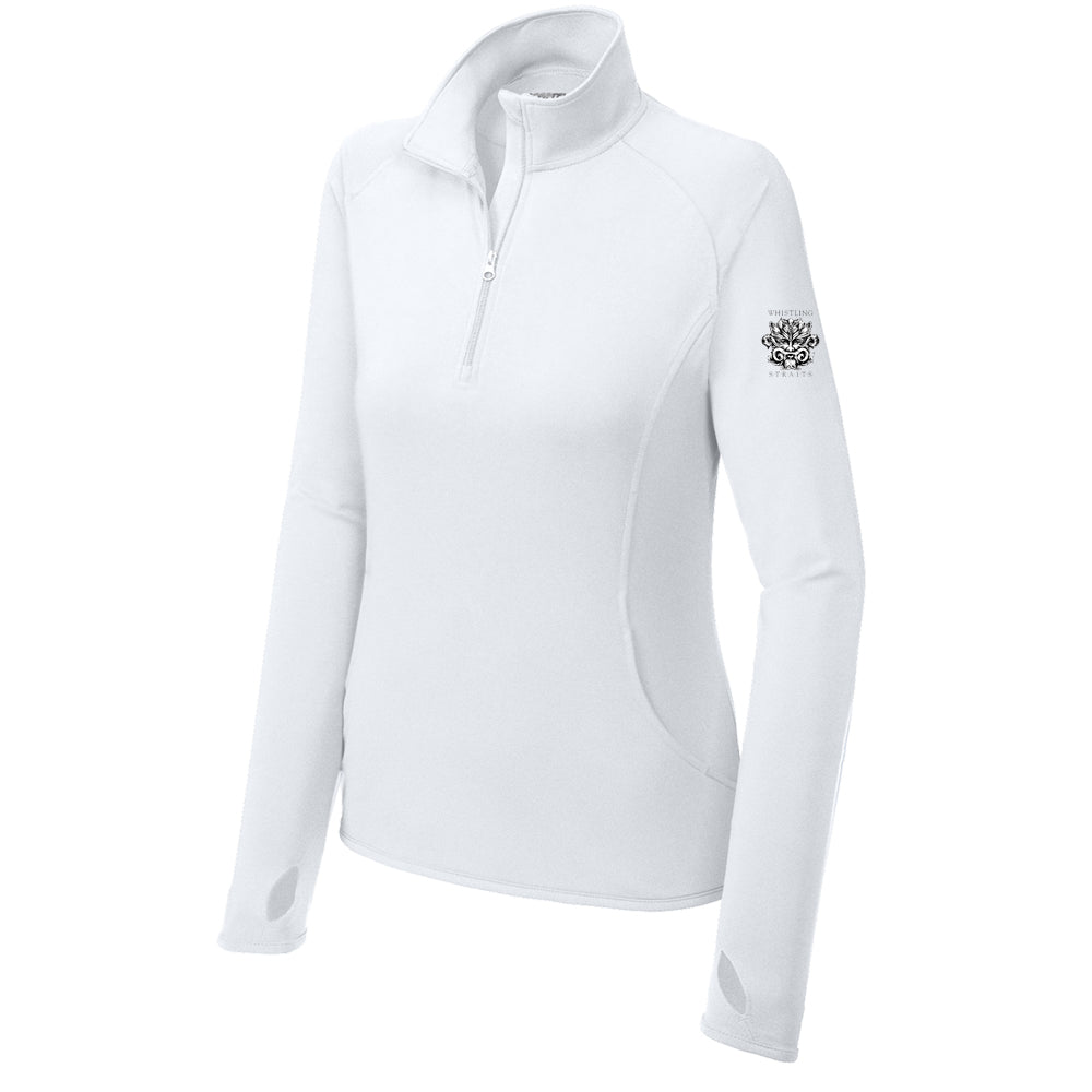 Whistling Straits Sport-Tek® Women's Sport-Wick® Stretch 1/4-Zip Pullover (White)